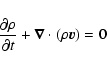 \begin{displaymath}%
\frac{\partial\rho}{\partial t}+\vec{\nabla}\cdot(\rho\vec{v})=0
\end{displaymath}