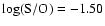 $\log({\rm S}/{\rm O}) = -1.50$