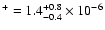$^{+} = 1.4 ^{+0.8}_{-0.4} \times 10^{-6}$