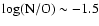 $\rm log(N/O) \sim -1.5$