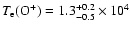 $T_{\rm e} ({\rm O}^{+}) = 1.3 ^{+0.2}_{-0.5} \times 10^4$