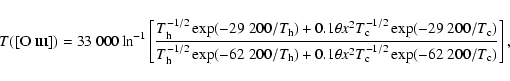 \begin{displaymath}
T([\mbox{O {\sc iii}}])=33~000\ln^{-1}\left[\frac{T_{\rm h}^...
....1\theta x^2
T_{\rm c}^{-1/2}\exp(-62~200/T_{\rm c})}\right] ,
\end{displaymath}