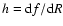 $h={\rm d}f/{\rm d}R$
