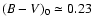 $(B-V)_0\simeq0.23$