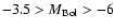 $-3.5>M_{\rm Bol}>-6$