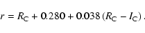 \begin{displaymath}r = R_{\rm C} + 0.280 +0.038 \left( R_{\rm C} - I_{\rm C} \right).
\end{displaymath}