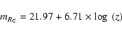 \begin{displaymath}m_{R_{\rm C}} = 21.97 + 6.71 \times \log~(z)
\end{displaymath}