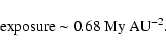 \begin{displaymath}{\rm exposure} \sim 0.68~\rm {My~AU}^{-2}.
\end{displaymath}