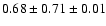 $ 0.68 \pm 0.71 \pm 0.01 $