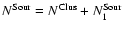 $N^{\rm Sour} = N^{\rm Clus} + N^{\rm Sour}_{1}$