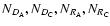 $N_{D_{\rm A}},N_{D_{\rm C}},N_{R_{\rm A}},N_{R_{\rm C}}$