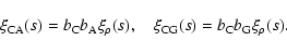 \begin{displaymath}%
\xi_{\rm CA}(s)=b_{\rm C} b_{\rm A} \xi_{\rho}(s),~~~~\xi_{\rm CG}(s)=b_{\rm C}b_{\rm G}\xi_{\rho}(s).
\end{displaymath}