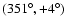 $(351^\circ, +4^\circ)$
