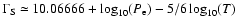 $\Gamma_{\rm S}\simeq10.06666 + \log_{10} (P_{\rm e})-5/6 \log_{10} (T)$