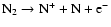 ${\rm N_2} \rightarrow {\rm N}^+ + {\rm N} + {\rm e}^- $