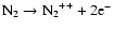 ${\rm N_2} \rightarrow {\rm N_2}^{++} + 2 {\rm e}^- $