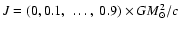 $J=(0, 0.1,~\ldots,~0.9)\times
GM^2_\odot/c$