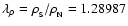 $\lambda_\rho=\rho_{\rm _S}/\rho_{\rm _N}=1.28987$