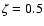 $\zeta = 0.5$