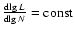 $\frac{{\rm d}\!\lg L}{{\rm d}\!\lg N} = {\rm const}$