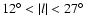 $12^\circ < \vert l\vert < 27^\circ$