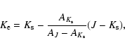 \begin{displaymath}%
K_{\rm e}=K_{\rm s}-\frac{A_{K_{\rm s}}}{A_J-A_{K_{\rm s}}}(J-K_{\rm s}),
\end{displaymath}