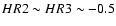 $HR2\sim HR3\sim -0.5$