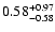 $\rm0.58_{-0.58}^{+0.97}$