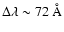 $\Delta \lambda \sim 72~ \AA$