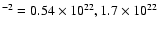 $^{-2}=0.54\times 10^{22}, 1.7\times 10^{22}$