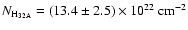 $N_{\rm {H_{32A}}}=(13.4 \pm 2.5) \times 10^{22}~{\rm cm^{-2}}$
