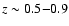 $z\sim 0.5{-}0.9$