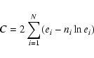 \begin{displaymath}C = 2 \sum\limits_{i=1}^{N}(e_i-n_i \ln e_i) \end{displaymath}
