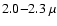 $2.0{-}2.3~\mu$