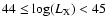 $ 44 \le {\rm log}(L_{\rm {X}}) < 45$