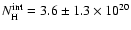 $N^{\rm int}_{\rm H}=3.6\pm1.3\times10^{20}$