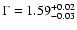 $\Gamma=1.59^{+0.02}_{-0.03}$