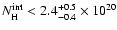 $N^{\rm int}_{\rm H}< 2.4^{+0.5}_{-0.4}\times 10^{20}$
