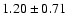 $ 1.20\pm0.71$