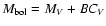 $M_{\rm bol}= M_V + BC_V$