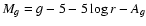 $M_g = g - 5 - 5\log {{r}} - A_g $