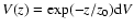 $V(z)=\exp(-z/z_0){\rm d}V$