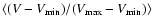 $\langle(V-V_{\rm min})/(V_{\rm max}-V_{\rm min})\rangle$