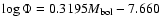 $\log \Phi=0.3195M_{\rm bol}-7.660$