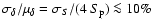 $\sigma_{\delta}/\mu_{\delta}=\sigma_{S}/(4~S_{\rm p})
\la 10\%$