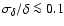 $\sigma_{\delta}/\delta \la 0.1$