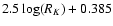 $2.5 \log (R_K) + 0.385$