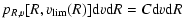 $\displaystyle p_{R,v}[R,v_{\rm lim}(R)]\textrm{d}v\textrm{d}R
= C\textrm{d}v\textrm{d}R$