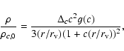 \begin{displaymath}\frac{\rho}{\rho_{c,0}}=\frac{\Delta_{c}c^{2}g(c)}{3(r/r_{\rm v})(1+c(r/r_{\rm v}))^{2}},
\end{displaymath}