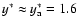 $y^* \approx y^*_{\rm a} = 1.6$